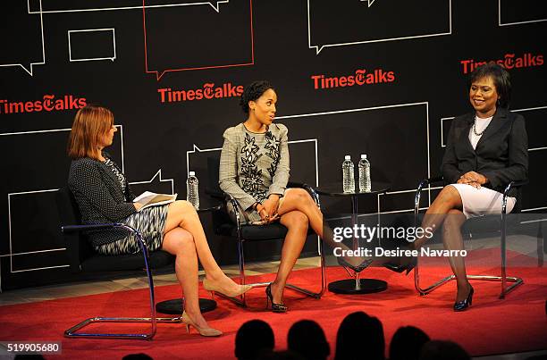 New York Times culture reporter Melena Ryzik speaks with actress Kerry Washington and Anita Hill during TimesTalks Presents: Kerry Washington And...