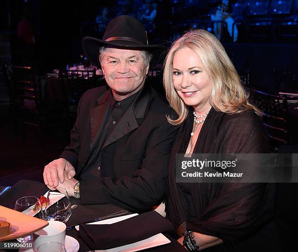 Micky Dolenz and Donna Quinter attend 31st Annual Rock And Roll Hall Of Fame Induction Ceremony at Barclays Center of Brooklyn on April 8, 2016 in...