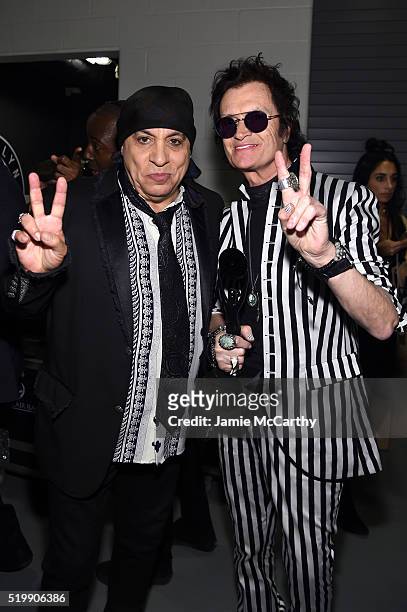 Steven Van Zandt and Glenn Hughes of Deep Purple attend the 31st Annual Rock And Roll Hall Of Fame Induction Ceremony at Barclays Center of Brooklyn...