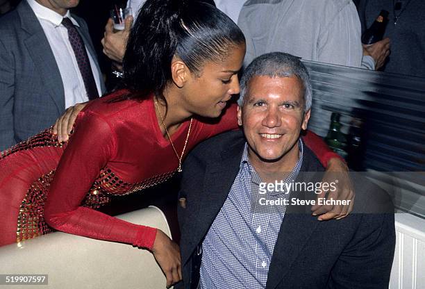 Veronica Webb and Larry Gagosian at event, New York, July 1, 1996.