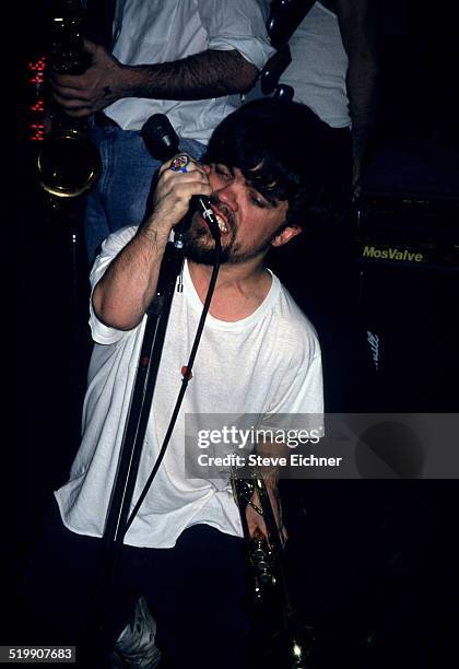 Peter Dinklage performs singing with Whizzy at Columbia University, New York, New York, July 1, 1994.