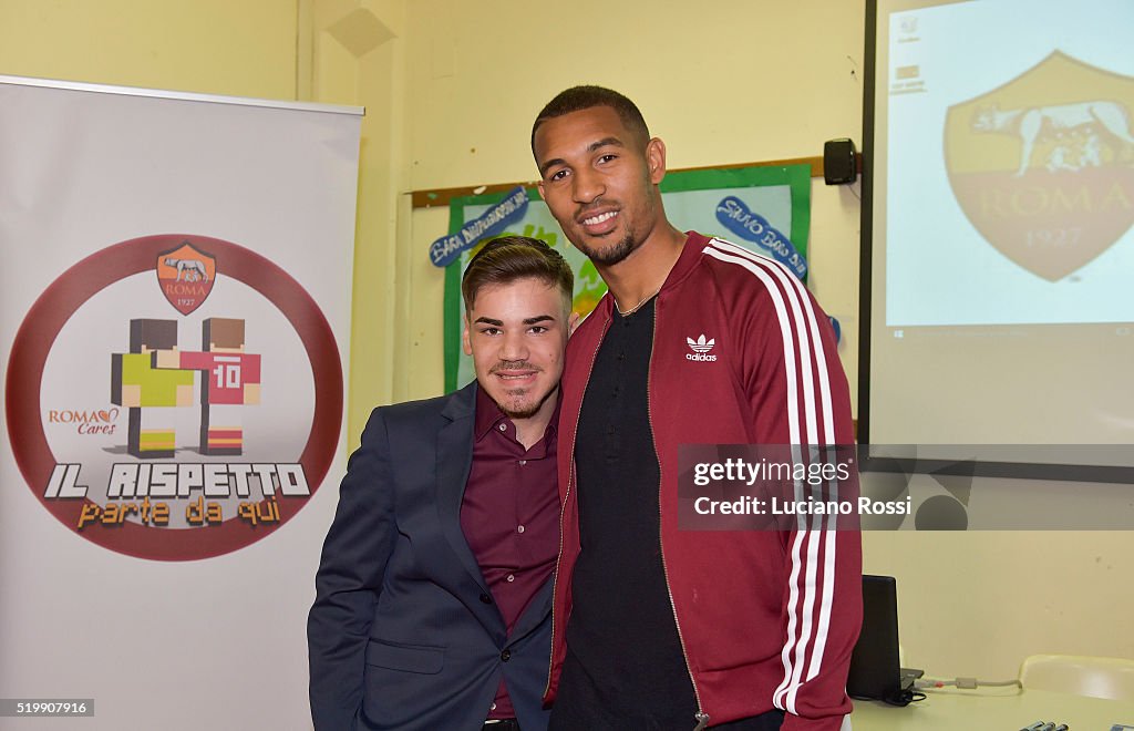AS Roma Player William Vainquer Visits Istituto Via Dell'Aeroporto School