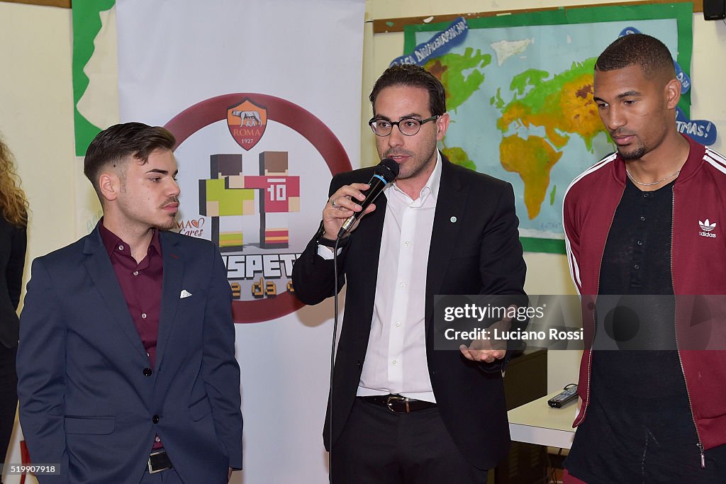 AS Roma Player William Vainquer Visits Istituto Via Dell'Aeroporto School