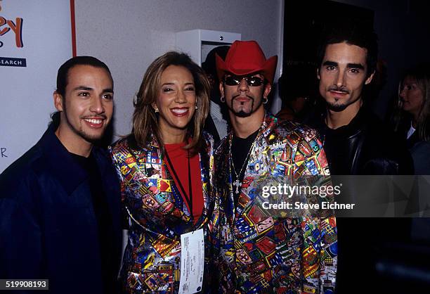 Howie Dorough, Denise Rich, AJ McLean, and Kevin Richardson of Backstreet Boys attend the premiere of 'Star Wars The Phantom Menace,' New York, May...