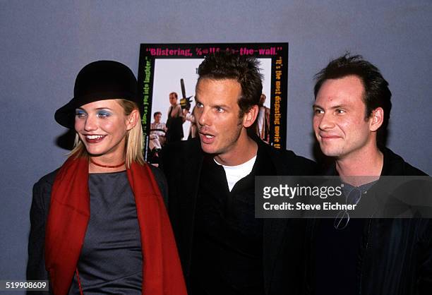 Cameron Diaz, Peter Berg, and Christian Slater at premiere of 'Very Bad Things,' New York, November 16, 1998.