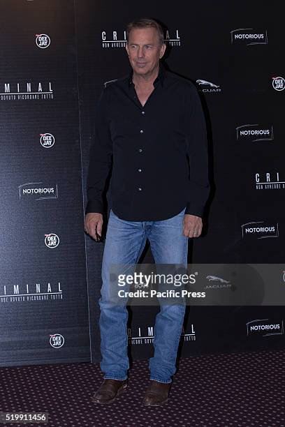 Actor Kevin Costner poses during a photocall for his new movie 'Criminal' at Hotel Bernini.
