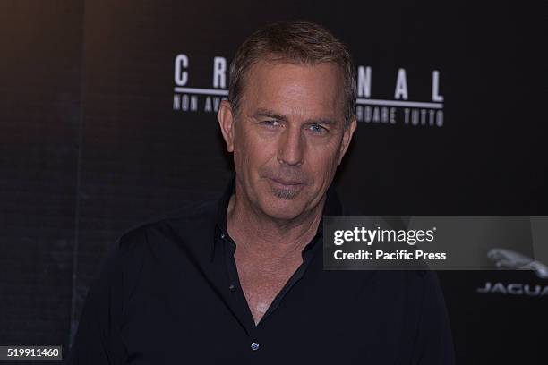 Actor Kevin Costner poses during a photocall for his new movie 'Criminal' at Hotel Bernini.