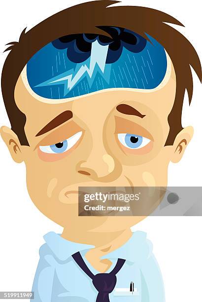 bad day at work - headache stock illustrations