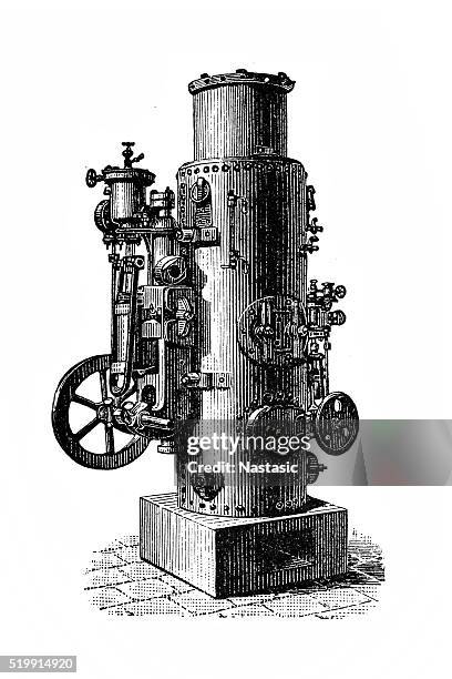 stockillustraties, clipart, cartoons en iconen met vapor pump with vertical boiler - water valve