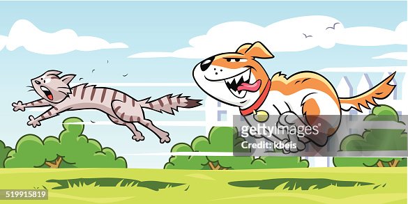 18 Dog Chased Cat Cartoon High Res Illustrations - Getty Images