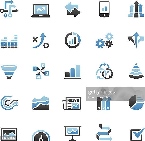 infographic icons set - projection screen icon stock illustrations