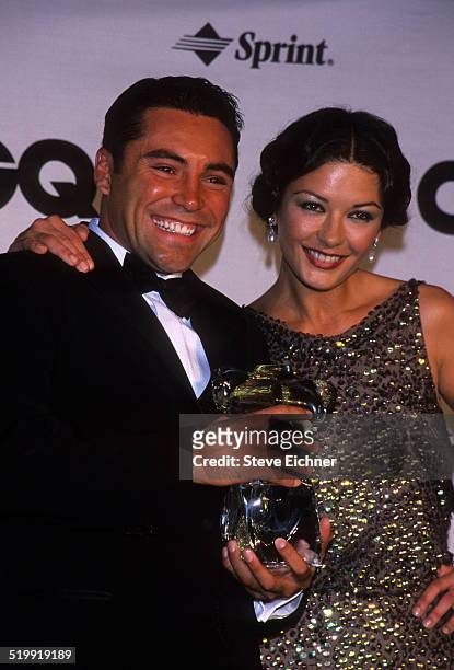 Oscar De La Hoya and Catherine Zeta-Jones at GQ Man of the Year awards, New York, October 21, 1999.