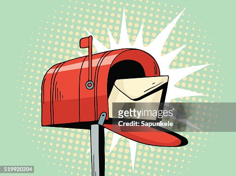 Cartoon Pop Art Red Mailbox Send Letter High-Res Vector Graphic - Getty  Images