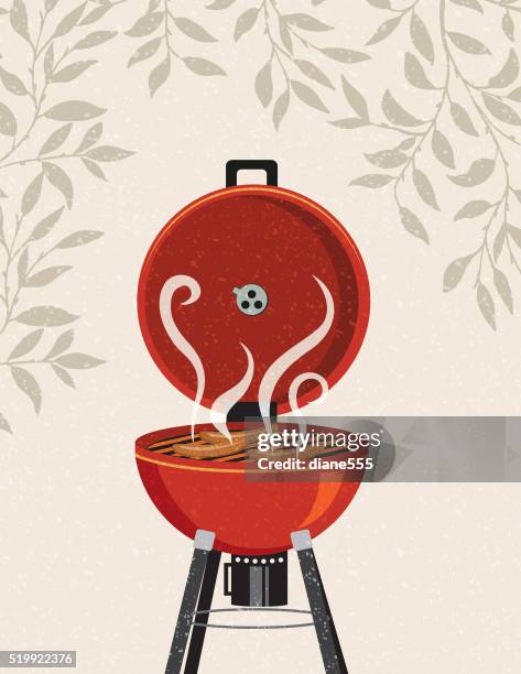 backyard bbq drawing - barbecue grill empty stock illustrations