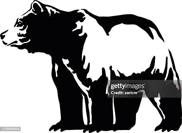 ilustraciones, imágenes clip art, dibujos animados e iconos de stock de emblema de oso - oso