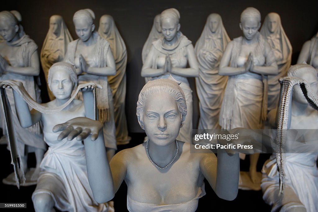 The sculpture seen during exhibition by Indonesian artist...