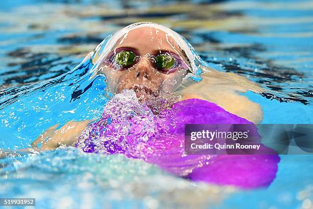 Alicia Coutts of Australia competes in the Women's 200 Metre Individual Medley during day three of the Australian Swimming Championships at the South...