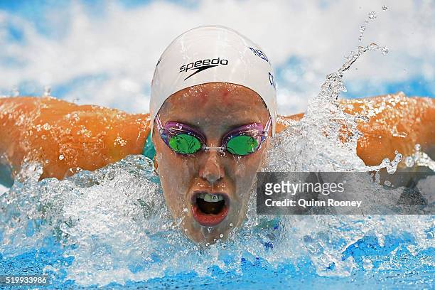 Alicia Coutts of Australia competes in the Women's 200 Metre Individual Medley during day three of the Australian Swimming Championships at the South...