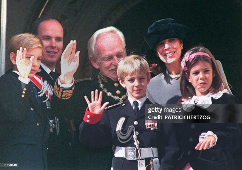 Prince Albert (rear L), Prince Rainier (rear C), P