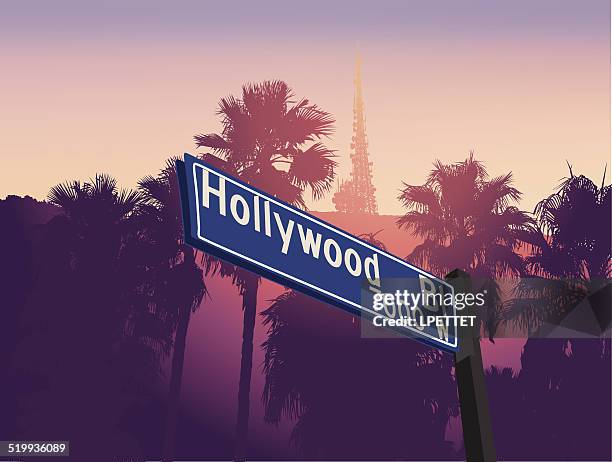 hollywood - hollywood schild stock-grafiken, -clipart, -cartoons und -symbole