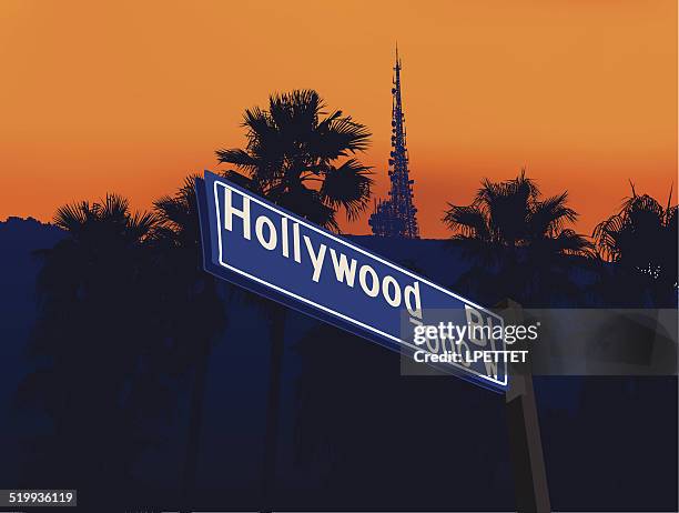 ilustraciones, imágenes clip art, dibujos animados e iconos de stock de hollywood - hollywood sign
