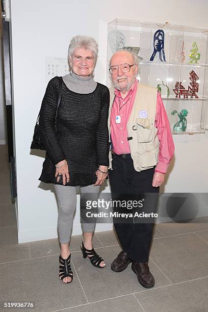 Artist Eleanora Kupencow and David Greenwood attend the opening reception for "Eleanora Kupencow: Body Parts" exhibition at Anderson Contemporary on...