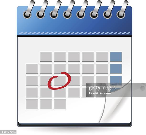 ilustrações de stock, clip art, desenhos animados e ícones de azul de ícone de calendário com marcado dias - marked sheet of paper