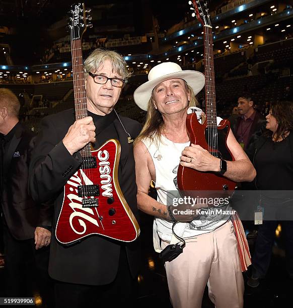 Steve Miller and Robin Zander attends 31st Annual Rock And Roll Hall Of Fame Induction Ceremony at Barclays Center of Brooklyn on April 8, 2016 in...