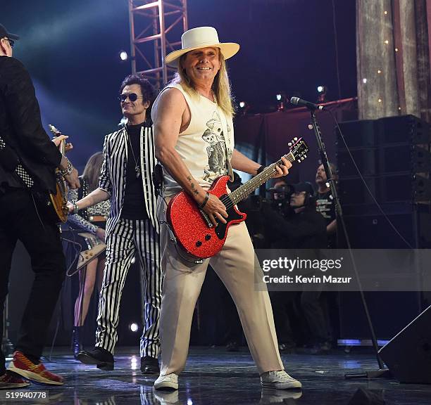 Robin Zander of Cheap Trick performs onstage during 31st Annual Rock And Roll Hall Of Fame Induction Ceremony at Barclays Center of Brooklyn on April...