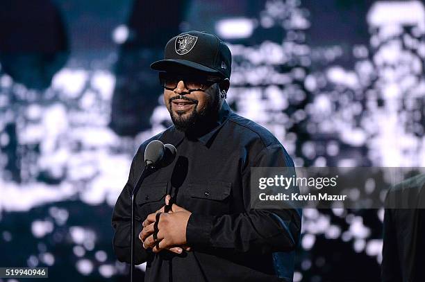 Ren speaks onstage during 31st Annual Rock And Roll Hall Of Fame Induction Ceremony at Barclays Center of Brooklyn on April 8, 2016 in New York City.