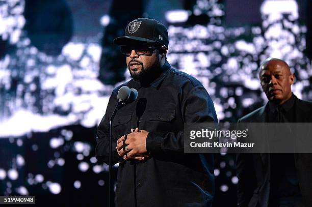Ren speaks onstage during 31st Annual Rock And Roll Hall Of Fame Induction Ceremony at Barclays Center of Brooklyn on April 8, 2016 in New York City.