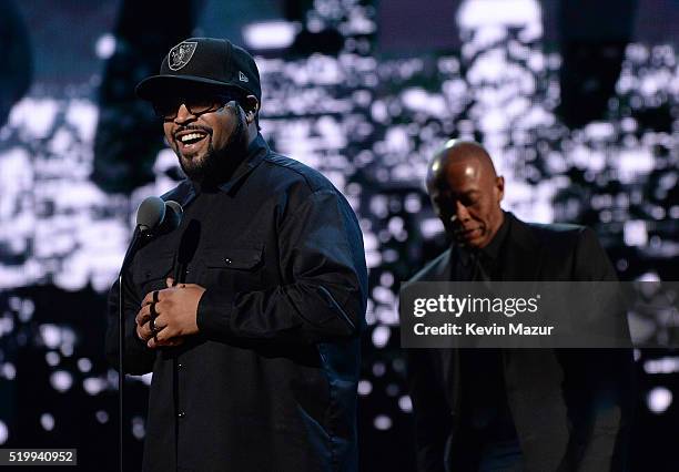 Ren speaks onstage during 31st Annual Rock And Roll Hall Of Fame Induction Ceremony at Barclays Center of Brooklyn on April 8, 2016 in New York City.