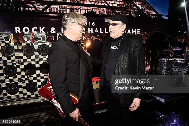 Steve Miller and Rick Nielsen attend 31st Annual Rock And Roll Hall Of Fame Induction Ceremony at Barclays Center of Brooklyn on April 8, 2016 in New...