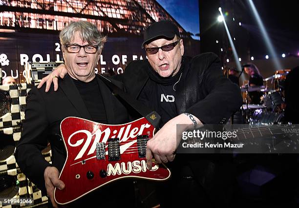 Steve Miller and Rick Nielsen attend 31st Annual Rock And Roll Hall Of Fame Induction Ceremony at Barclays Center of Brooklyn on April 8, 2016 in New...