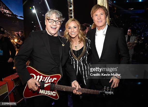 Steve Miller, Sheryl Crow and Robert Lamm attends 31st Annual Rock And Roll Hall Of Fame Induction Ceremony at Barclays Center of Brooklyn on April...