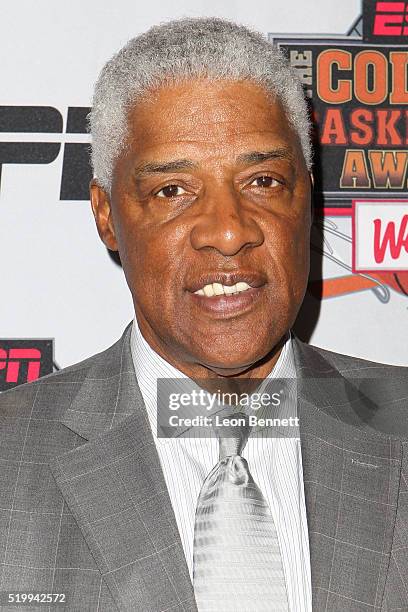 Legend Julius Erving attends the 2016 College Basketball Awards Presented By Wendy's at Microsoft Theater on April 8, 2016 in Los Angeles, California.