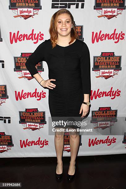 Minnasota's Rachel Banham attends the 2016 College Basketball Awards Presented By Wendy's at Microsoft Theater on April 8, 2016 in Los Angeles,...