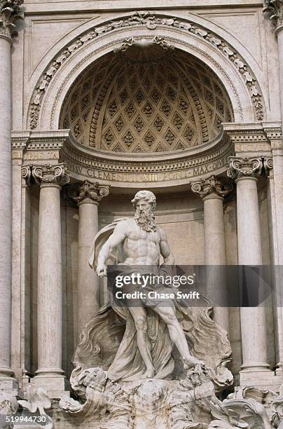 detail showing neptune from trevi fountain by nicola salvi - niche stock pictures, royalty-free photos & images