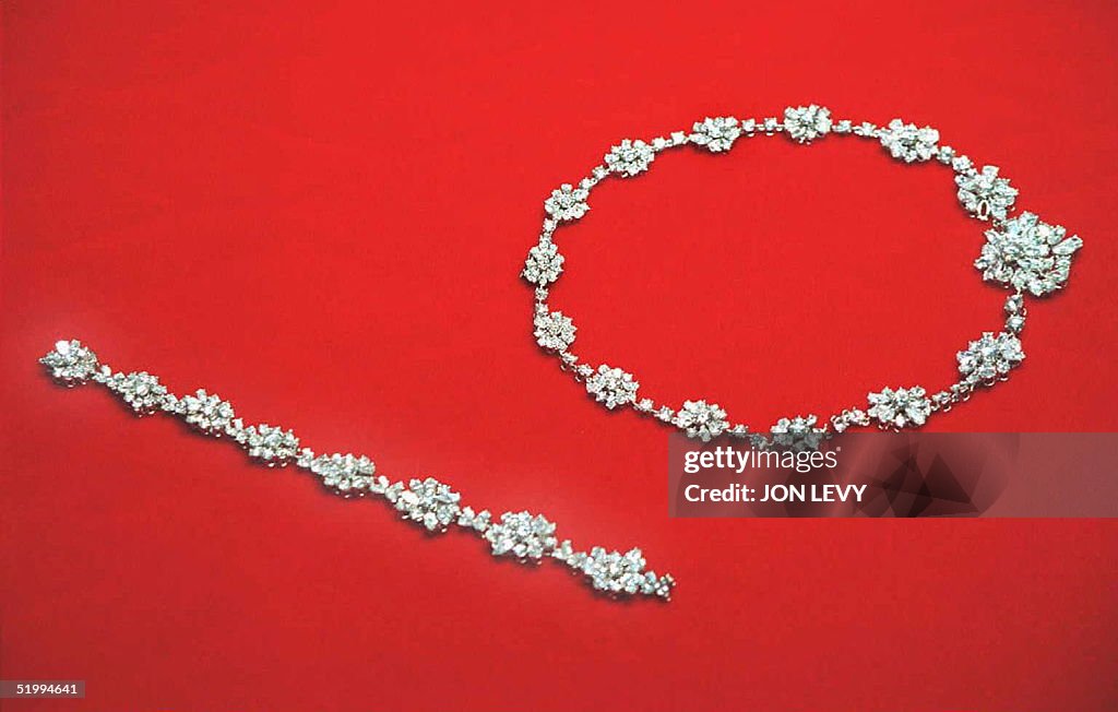 A diamond necklace and bracelet belonging to Her R