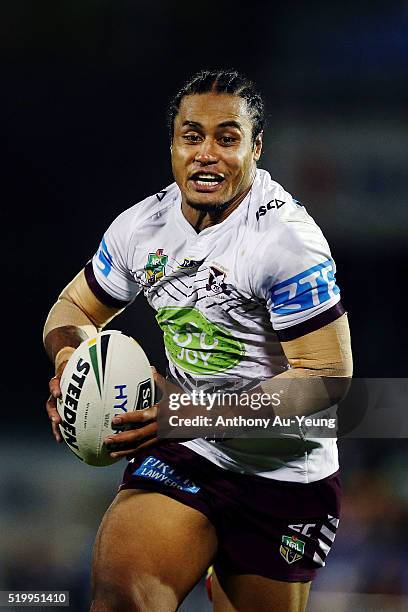 Steve Matai of the Sea Eagles in action during the round six NRL match between the New Zealand Warriors and the Manly Sea Eagles at Mt Smart Stadium...