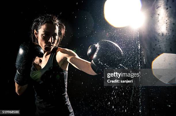 boxing power - female boxer stock pictures, royalty-free photos & images