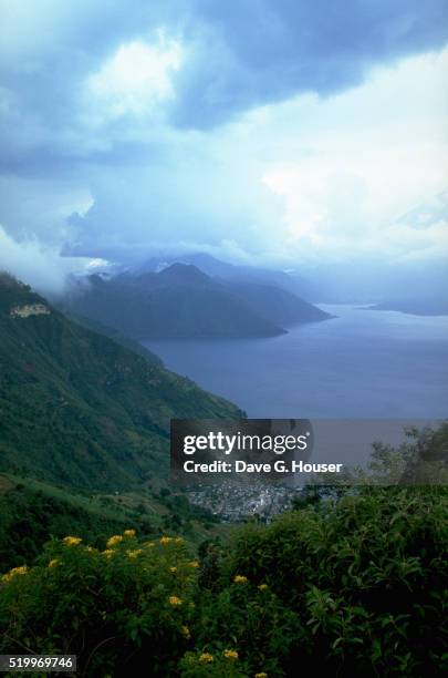 lake atitlan view - lake atitlan stock pictures, royalty-free photos & images