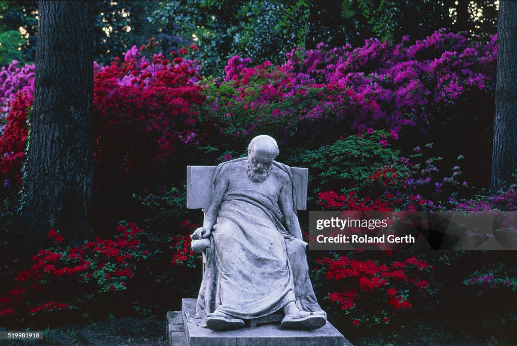 Sokrates statue in the Parco Civico of Lugano, Switzerland