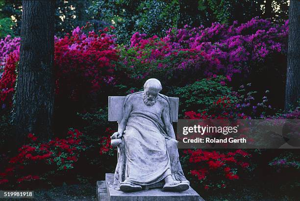 sokrates statue in the parco civico of lugano, switzerland - cesar flores fotografías e imágenes de stock