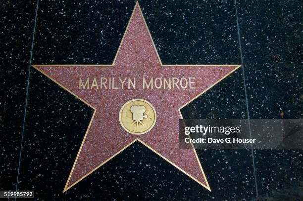 hollywood walk of fame star for marilyn monroe - hollywood walk of fame fotografías e imágenes de stock