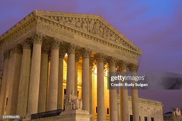 united states supreme court at twilight - us supreme court building stock pictures, royalty-free photos & images