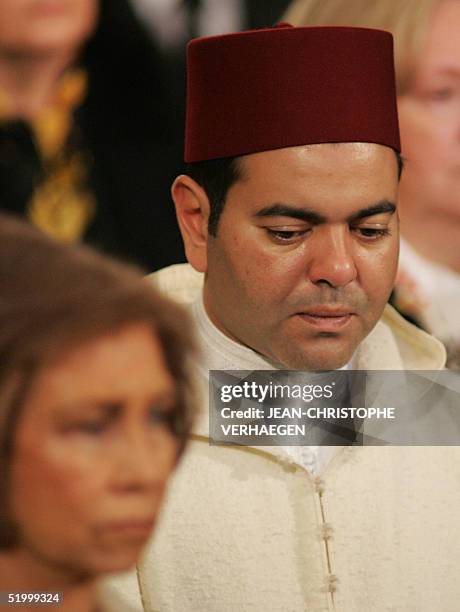 Prince Moulay Rachid of Morocco leaves Notre Dame de Luxembourg's cathedral after the funeral of Luxembourg Grand Duchess Josephine Charlotte, 15...