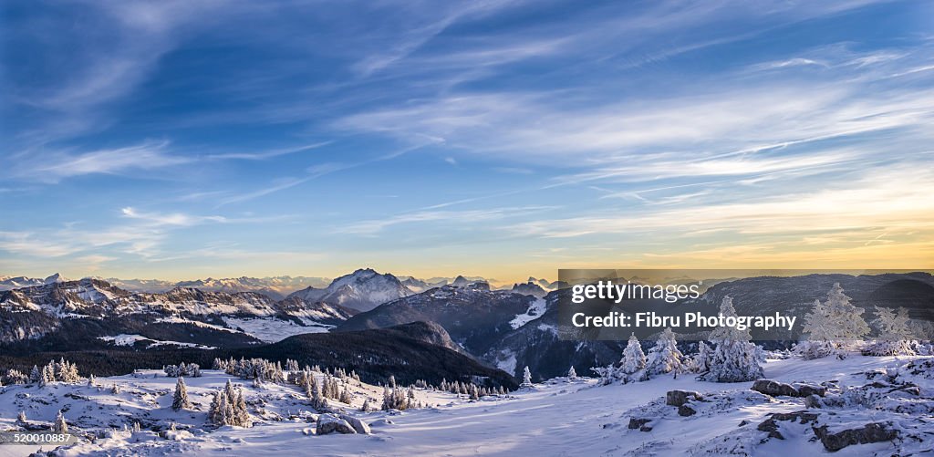 Snowy mountain panorama