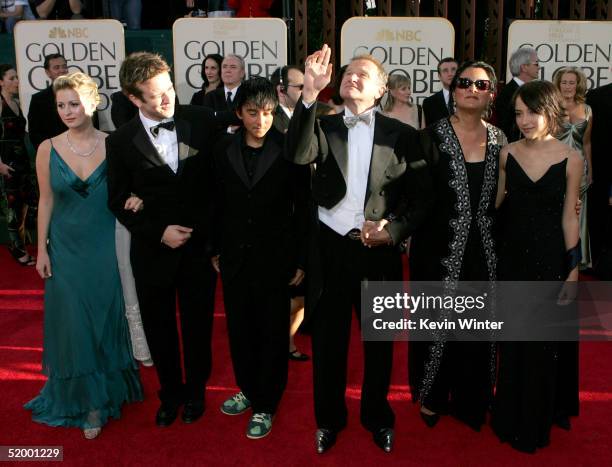Actor Robin Williams and wife Marsha Garces Williams, sons Cody, Zachary with girlfriend Alex, daughter Zelda arrive at the 62nd Annual Golden Globe...