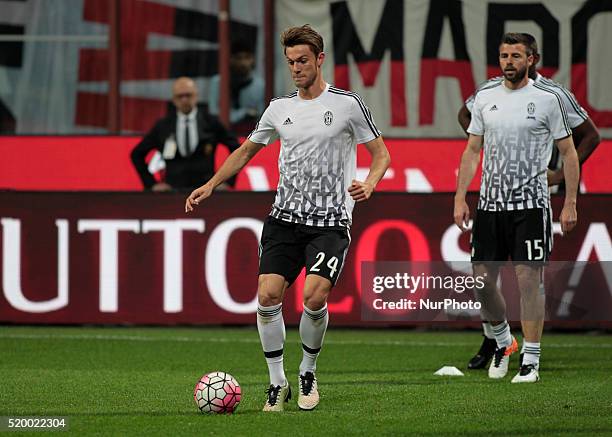 Andrea Barzagli and Daniele Rugani before the serie A match between AC Milan and Juventus FC at Giuseppe Meazza stadium on april 9, 2016 in Milano,...